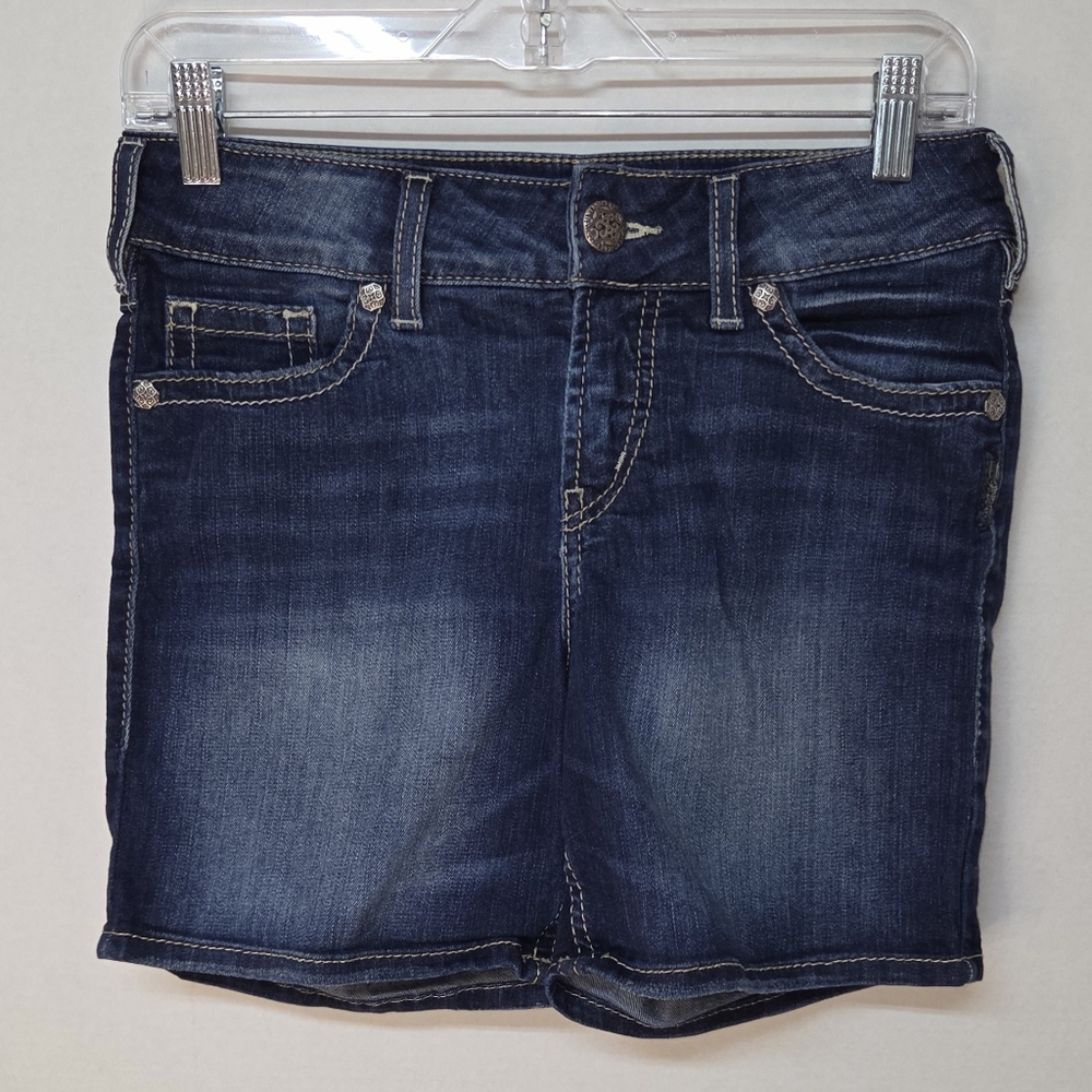 Silver Jeans SUKI Mid Shorts Womens Size 29x4 Medium Wash Super Stretch 0031